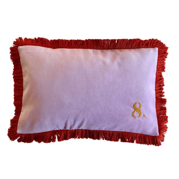 Housse de coussin à franges et broderie personnalisable - lilas – Image 2